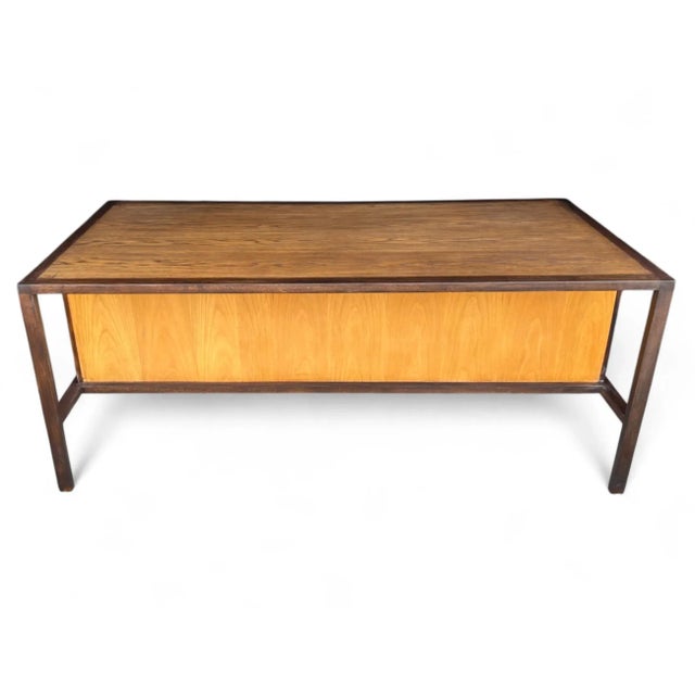 Goldenrod 1980s Modern Executive White Oak Desk – Fully Restored, 5 Drawer Pedestal Desk For Sale - Image 8 of 17