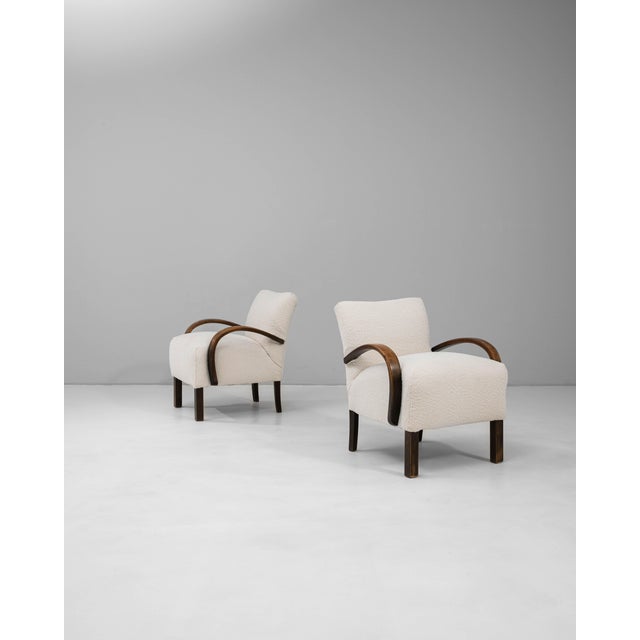 1950s Czech Cocktail Upholstered Armchairs H-237 By J. Halabala - A Pair For Sale - Image 18 of 18