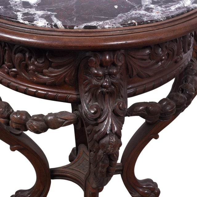 19th Century 19th Century Marble Top Carved Plant Stand For Sale - Image 5 of 9