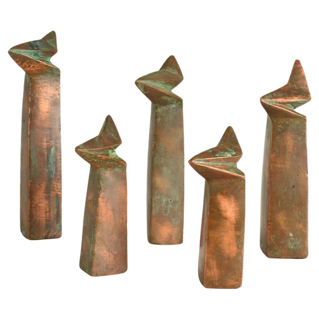 Abstract Copper Sculptures, 1970s, Set of 5 For Sale