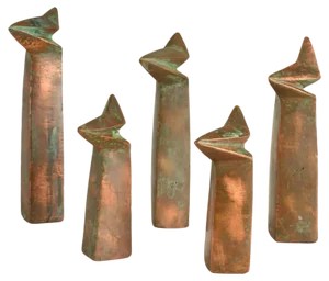 Abstract Copper Sculptures, 1970s, Set of 5