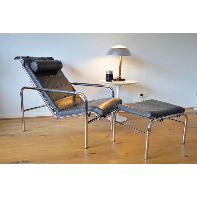 Black Set of Genni Lounge Chair & Ottoman by Gabriele Mucchi for Zanotta, 1980s For Sale - Image 8 of 12