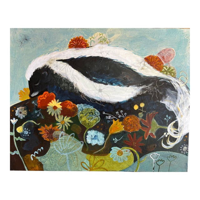 "Rest" a Skunk Painting by LWren Walraven For Sale