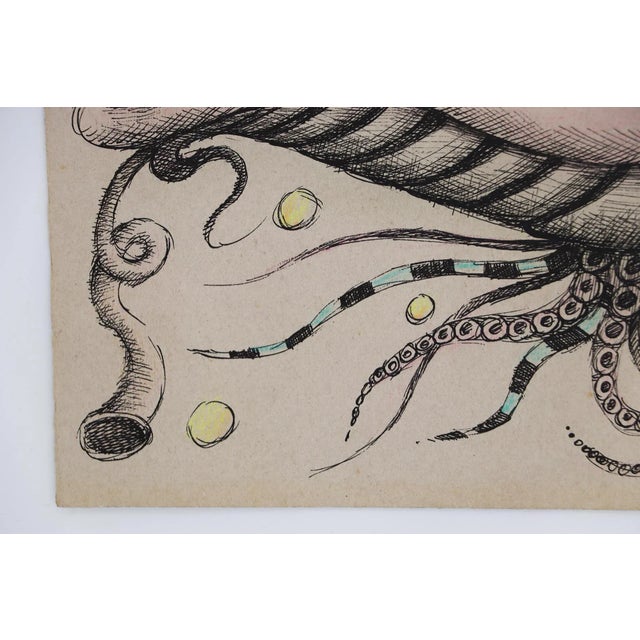 Illustration Art Drawing Depicting a Fish, Signed, French For Sale - Image 9 of 12