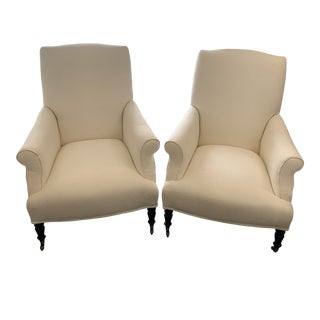 Contemporary Williams Sonoma Home Upholstered Occasional Chairs - a Pair For Sale