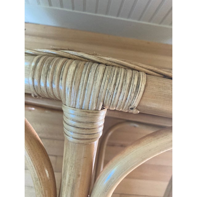 1980s Vintage Rattan and Cane Two Tier Side Table For Sale - Image 5 of 8