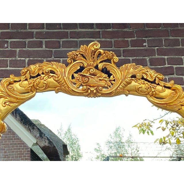 1970s Italian Rococo Gold Beech Wall Mirror For Sale - Image 10 of 12