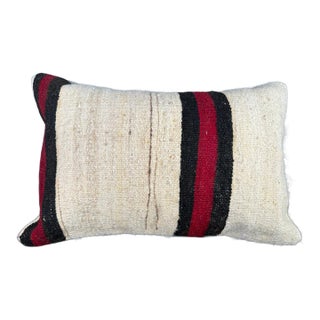 Turkish Hemp Pillow Cushion Natural Beige Red Pillow Cushion Cover 16" x 24" For Sale