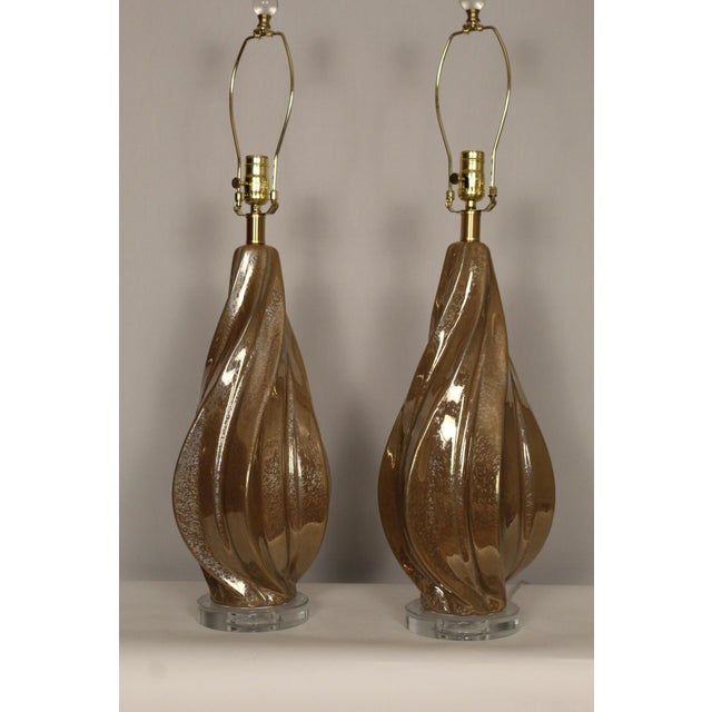 Mid 20th Century Mid 20th Century Fratelli Fanciullacci Bronze Glaze Lamps - a Pair For Sale - Image 5 of 12