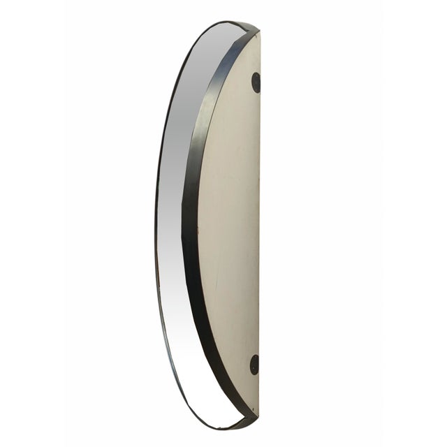 Mid-Century Modern Modern Round Wall Mirror with Curved Side Panel, Italy, 1980s For Sale - Image 3 of 10