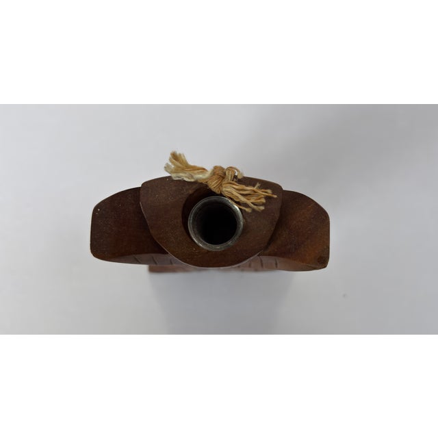 Folk Art Carved Hardwood Wall Hanging Budvase For Sale - Image 3 of 9