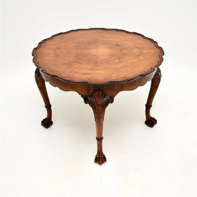 Antique Figured Walnut Pie Crust Coffee Table, 1920s For Sale - Image 3 of 8
