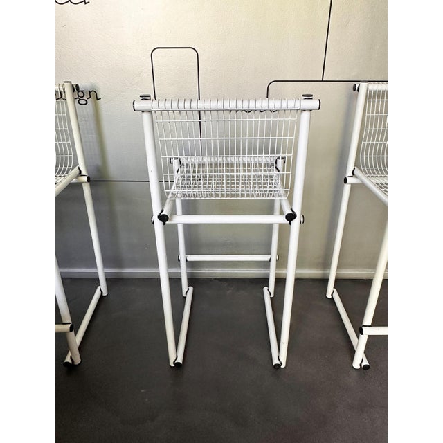 Modernist Italian White Steel Wire Counter Stools, 1970s, Set of 3 For Sale - Image 10 of 13