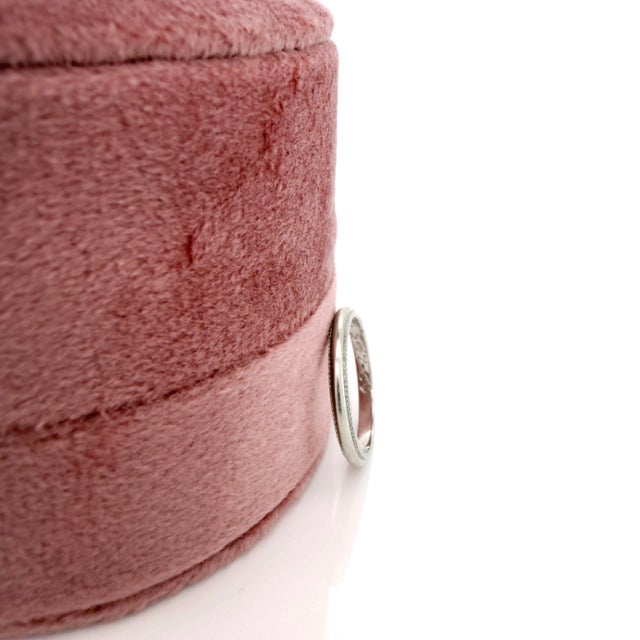 Mid-Century Modern Vintage 1960s Platinum Milgrain Wedding Band, Stacking Ring, Size 4.5 For Sale - Image 3 of 11