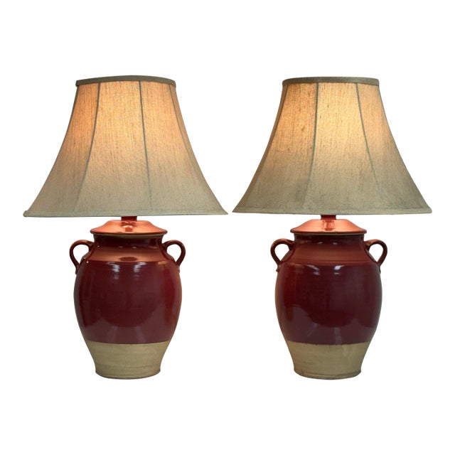 Rowe Pottery Works Table Lamps, Pair For Sale