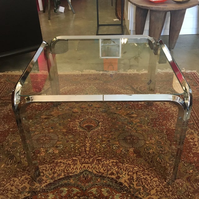 1970s Chrome and Glass Cocktail Table For Sale In Miami - Image 6 of 8