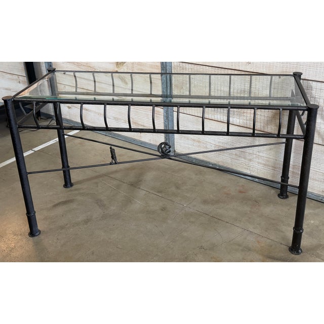 Ilana Goor Forged Iron & Beveled Glass Console Table, Israel/USA, Circa 1980s For Sale - Image 11 of 14