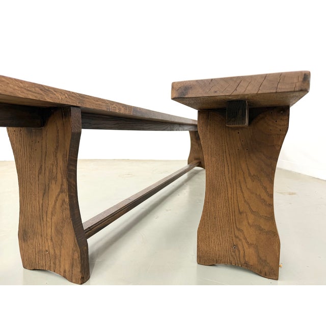 Oak Benches with Wing Legs, France, 1970s, Set of 2 For Sale - Image 13 of 18