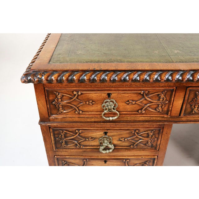 Late 19th Century English Chippendale Style Mahogany Partners Desk For Sale - Image 9 of 12