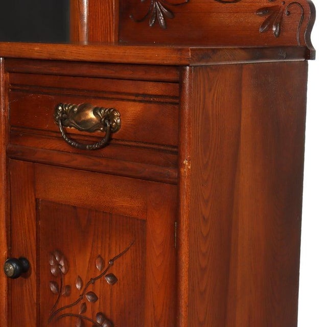 Antique Spoon Carved Oak Low Dresser With Dressing Mirror & Hat Box C1900 For Sale - Image 11 of 14
