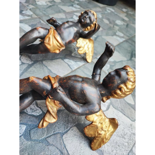 Baroque Wooden Angels for Hanging, Set of 2 For Sale - Image 6 of 11