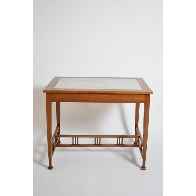 Arts and Crafts console table, 1910s. Arts and Crafts movement console table, small desk or end table in oak topped with a...