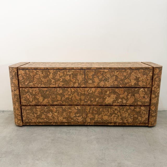 Mid-Century Modern Vintage 1970s MCM Six Drawer Cork Dresser For Sale - Image 3 of 10