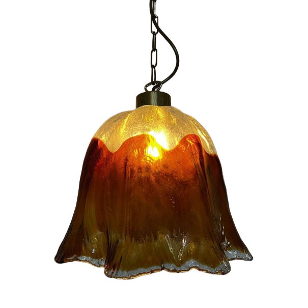 Vintage Murano Amber Glass Pendant Lamp, 1970s For Sale
