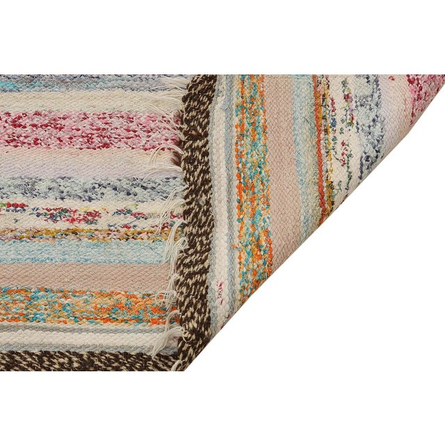 Mid 20th Century Mid 20th Century Striped Vintage Rag Runner For Sale - Image 5 of 7