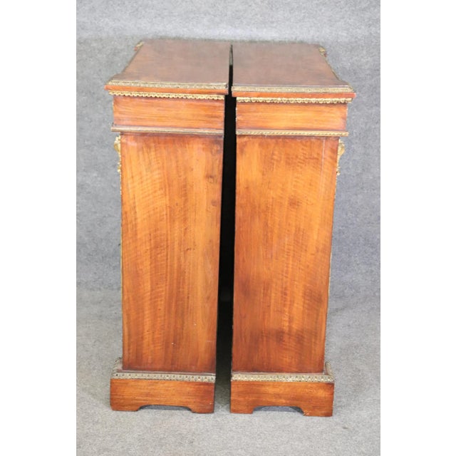 Rare Burled Walnut and Porcelain Plaques and Bronze Ormolu - A Pair For Sale - Image 12 of 12