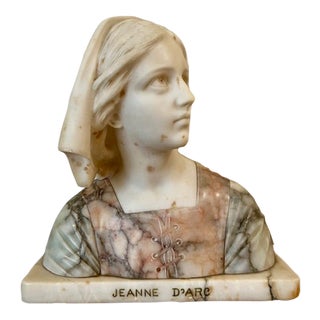 Jeanne d'Arc Alabaster and Marble Bust Circa 1900 For Sale