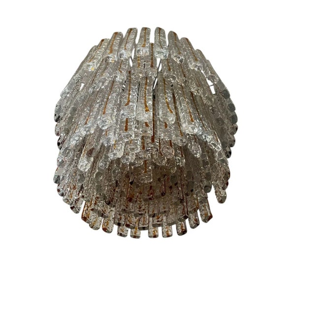 Mazzega Murano Amber & Clear Murano Glass Planks Chandelier Designed by Mazzega, Italy, 1960's. For Sale - Image 4 of 5