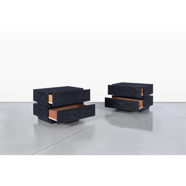 Steve Chase Vintage Black Cerused Nightstands by Steve Chase For Sale - Image 4 of 14