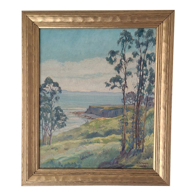 1930s Santa Barbara Oil Painting Early California Coastal Landscape For Sale