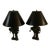 Late 20th Century Lang Levin Studios Antique Green Metal Urn Form Table Lamp Set With Shades - a Pair For Sale