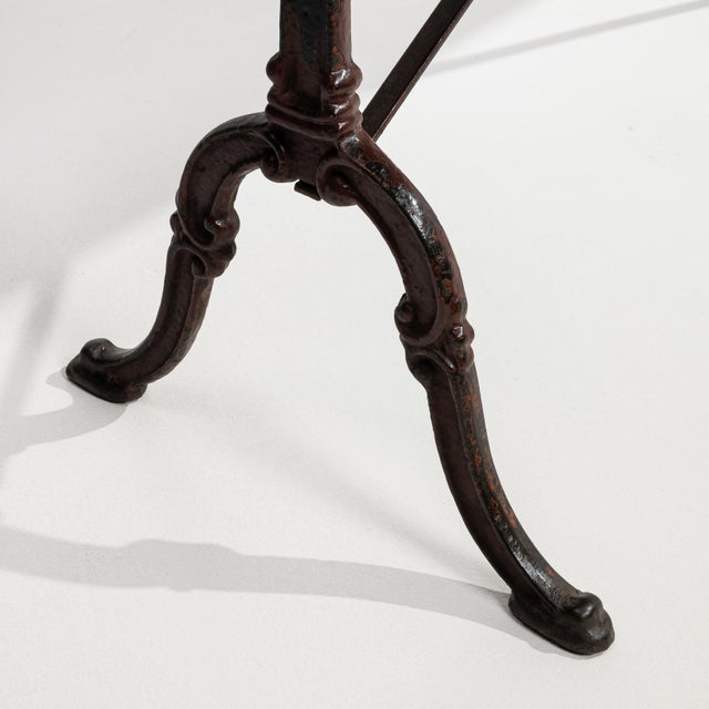 Mid 20th Century Cast Iron Bistro Table with Oak Top, Antique, France, 20th Century For Sale - Image 5 of 11
