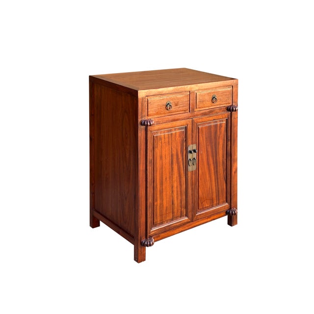 Oriental Chinese 2 Drawers Wood Pattern Brown Credenza Console Cabinet ...