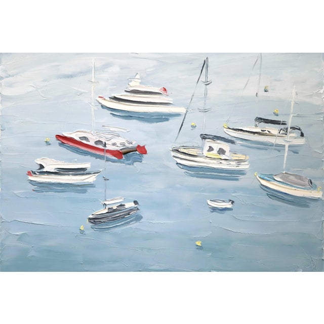 Textile Textural Oil Painting - Berry's Bay (2011.18) - Large Original Seascape Artwork by Sally West For Sale - Image 7 of 9