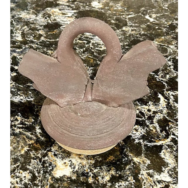 Large Vintage Lidded Vessel, Signed, Hand-Thrown Pottery in Nature’s Colors, Glazed Around Outside Center and Inside Pot and Lid, Earthen-Ware Jar For Sale - Image 9 of 12