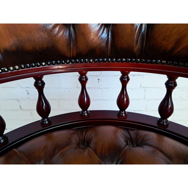 Antique Style Chesterfield Swivel and Tilt Captain's Chair in Brown Buttoned Leather, 1990s For Sale - Image 16 of 18