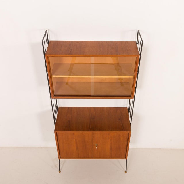 Metal Mid-Century Italian Free Standing Wall Unit with Display Cabinet, 1960s For Sale - Image 7 of 16