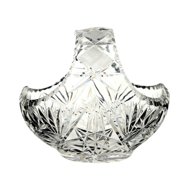 A finely hand-cut Bohemian crystal bride's basket produced in the Czech Republic during the mid-20th century. Executed in...