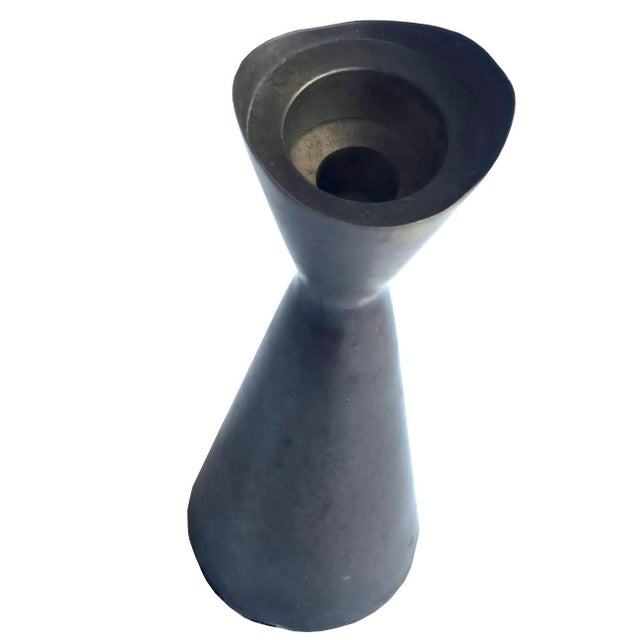1970s Vintage Bronze Brutalist Tulip Style Candle Holder For Sale - Image 5 of 12