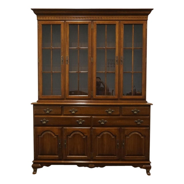 Ethan Allen Georgian Court Solid Cherry Traditional Style 58" Buffet W. Lighted Display China Cabinet 11-6047 / 11-6098 For Sale