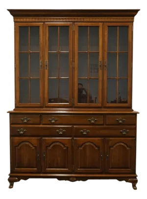 Ethan Allen Georgian Court Solid Cherry Traditional Style 58" Buffet W. Lighted Display China Cabinet 11-6047 / 11-6098