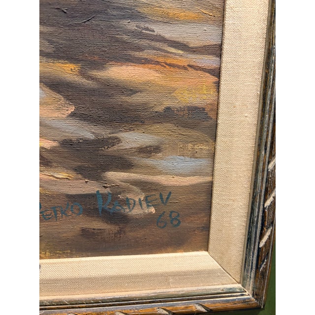 Vintage 1968 Petko Kadiev Original Harbor Painting in Vintage Frame For Sale In San Diego - Image 6 of 18