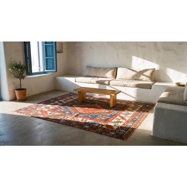 Extraordinary Blue Color and Great Geometric Desing Antique Caucasian Kazak Rug For Sale - Image 15 of 15