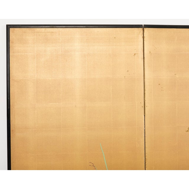 Mid 20th Century Mid 20th Century Japanese Showa Two Panel Screen Egrets in Grass For Sale - Image 5 of 18