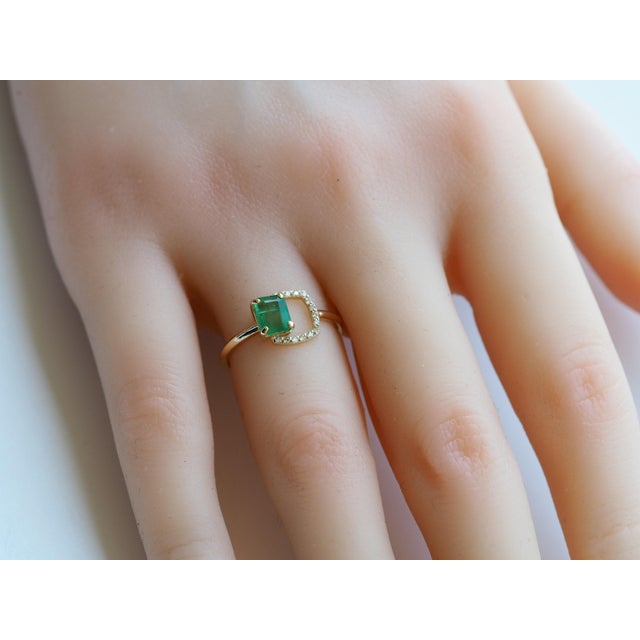 Emerald ring in 14 karat gold. Emerald gold ring. Octagon emerald ring. May birthstone emerald ring. Emerald engagement...