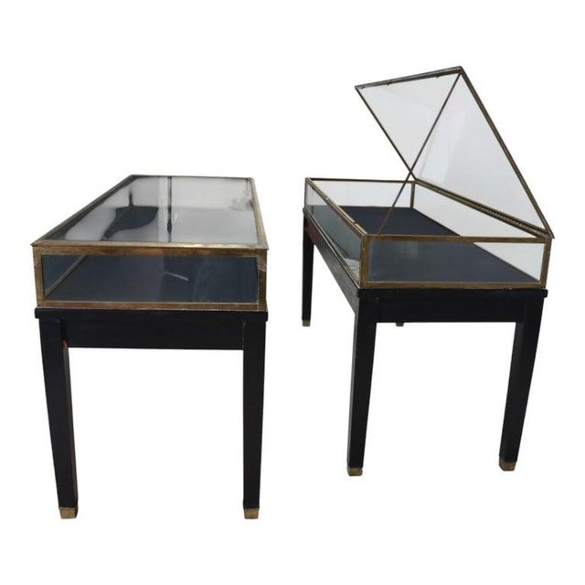 Two Russel Built Ny Ebonized & Brass Locking Lift Top Retail Display Cases C1930 For Sale - Image 16 of 18